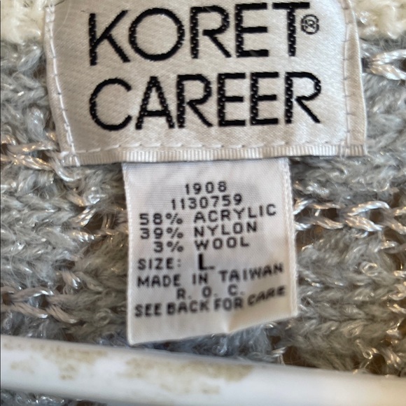 Koret Women's Crew Neck Sweater in Gray and Cream - Picture 2 of 8